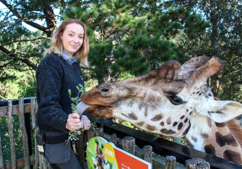 April and Zahara the Giraffe