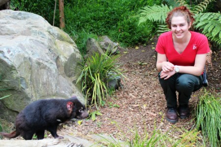 Anna with a Tasmanian Devil NEWS