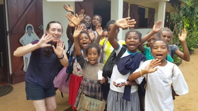 Danni with some local children who attended the Saturday School session